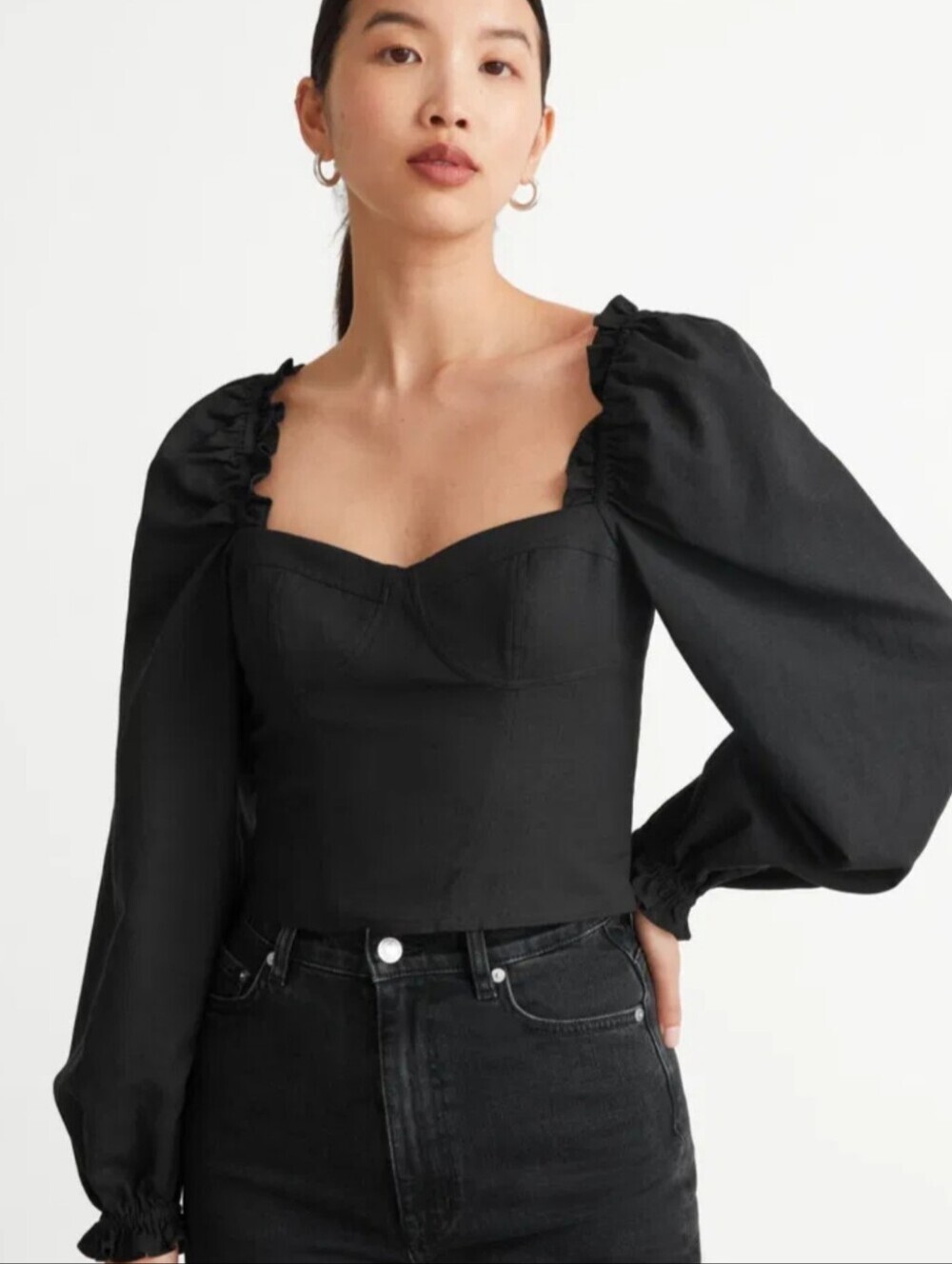 & Other Stories Anthropologie Puff-Sleeve Corset Top Sz 10